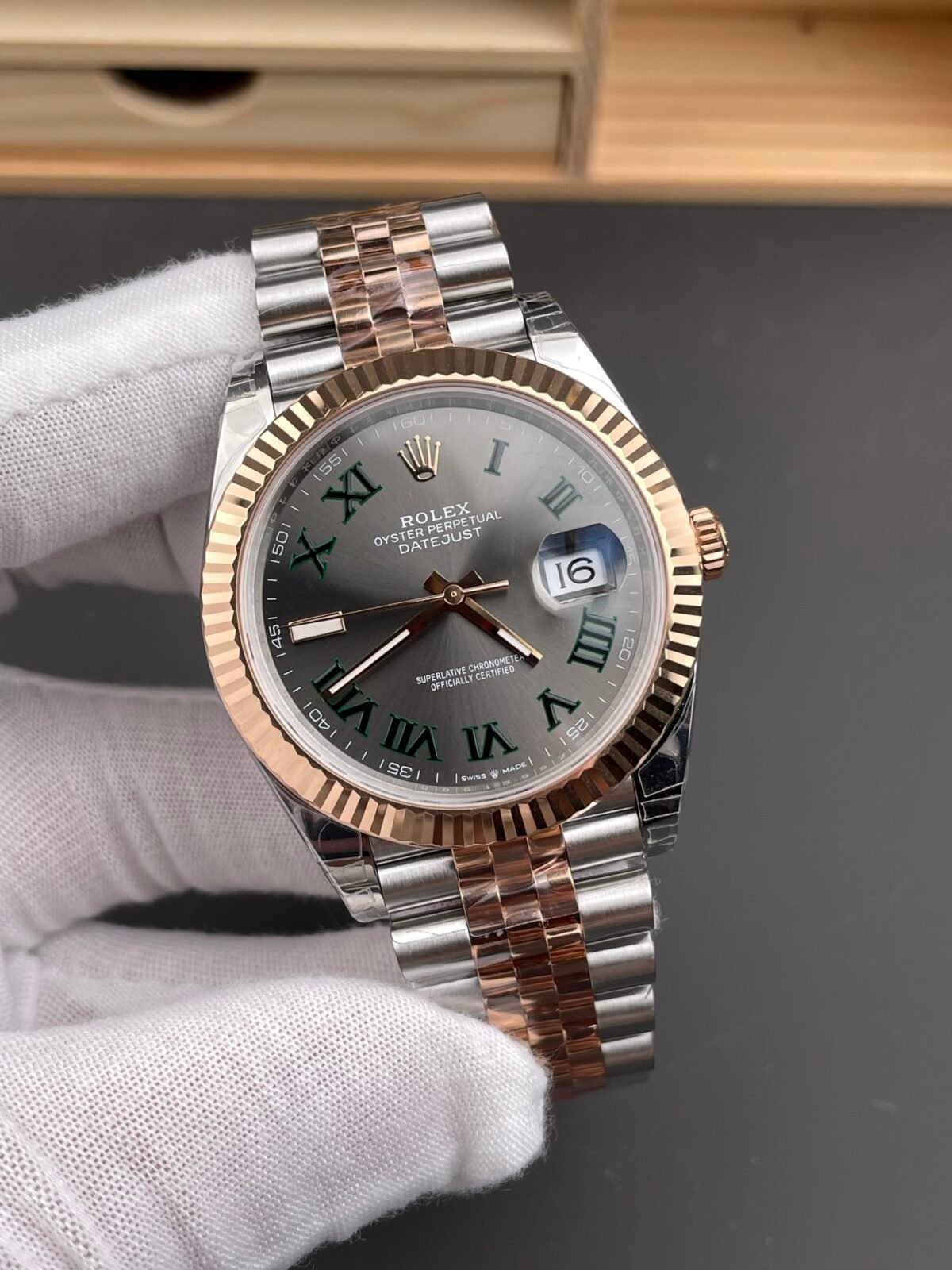 Rolex Datejust 36mm Two-Tone Rose Gold Slate Grey??Wimbledon?? Dial Fluted Bezel Jubilee Bracelet (126231) DD3235 Movement - Image 4