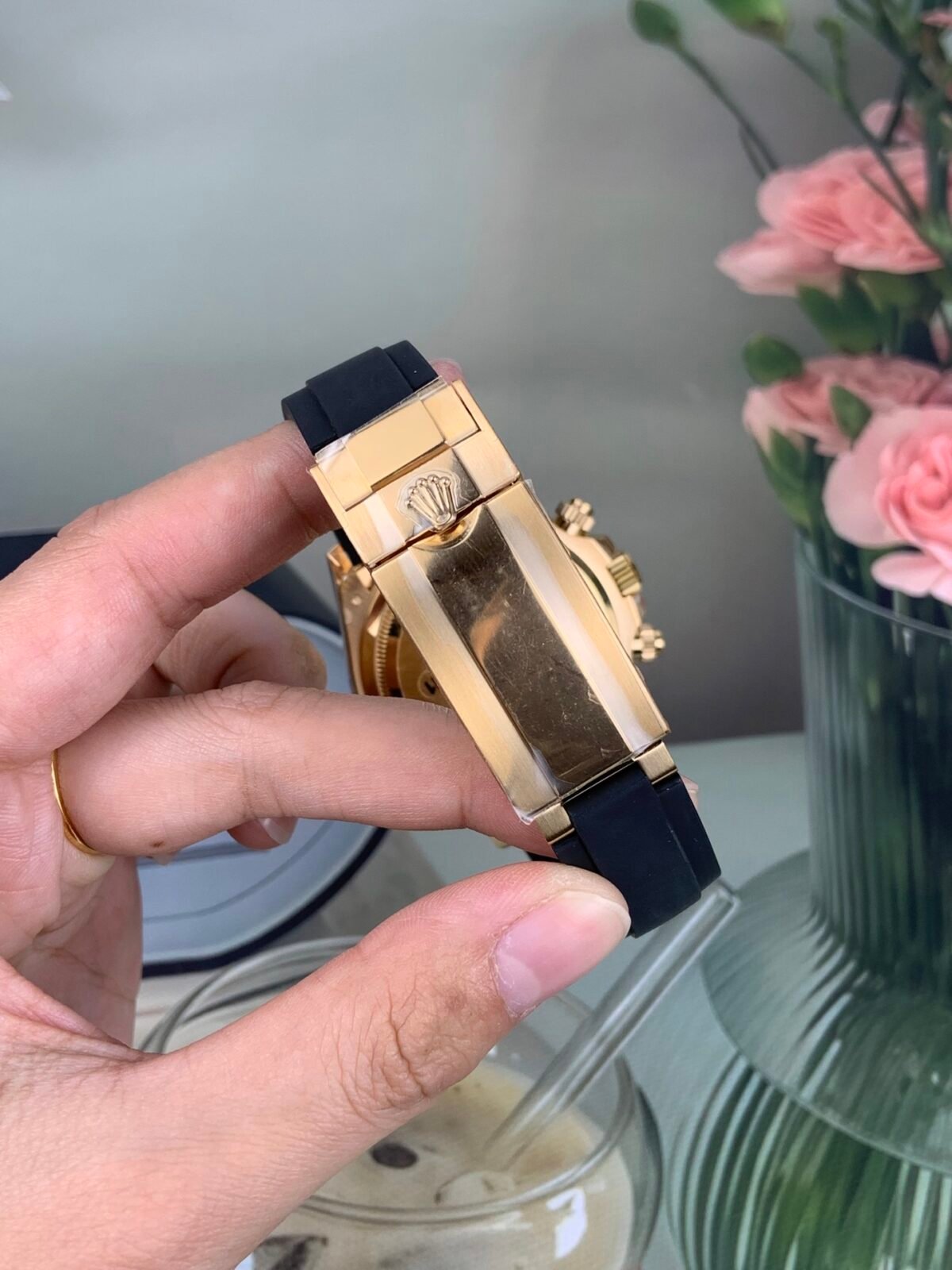 Rolex Cosmograph Daytona Yellow Gold ??Shawn Yue?? Champagne Dial Rubber Strap (126518LN) DD4131 Movement - Image 9