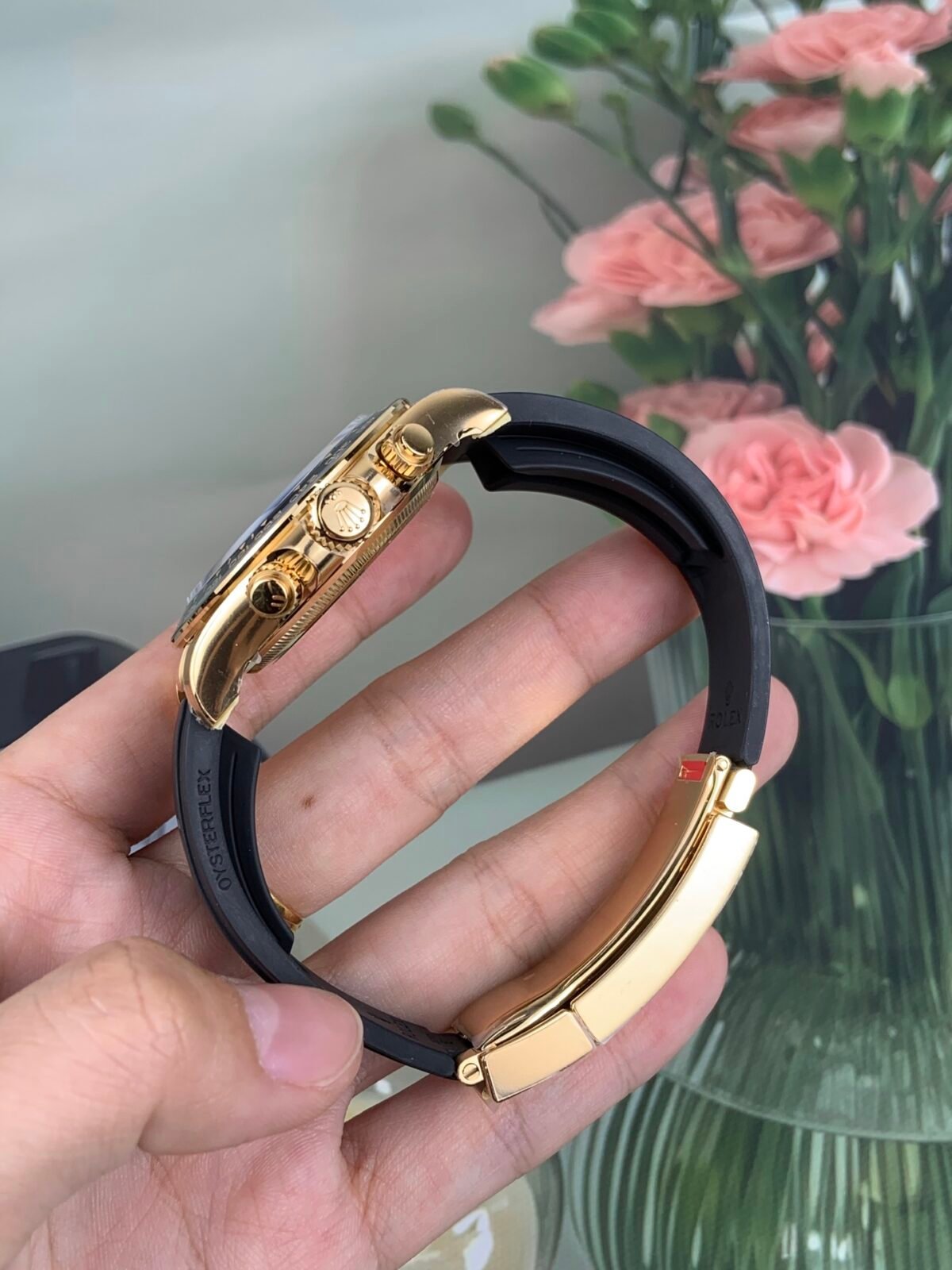 Rolex Cosmograph Daytona Yellow Gold ??Shawn Yue?? Champagne Dial Rubber Strap (126518LN) DD4131 Movement - Image 8