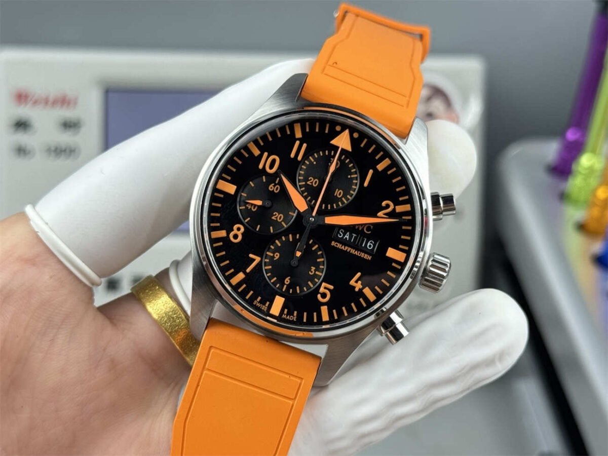 IWC Pilot IW388108 Replica – AMG Orange Dial Chronograph Edition - Image 4